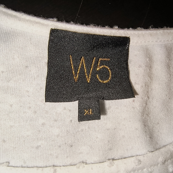 Anthropologie W5 Twist Front Ivory Swiss-Dot 3/4 Sleeve Knit Top Size XL - Picture 6 of 12